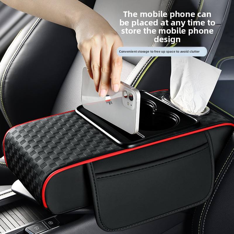Timbear Universal Leather Car Armrest Box with Cup Holder Storage - Center Co<i></i>nsole Comfort Cushion